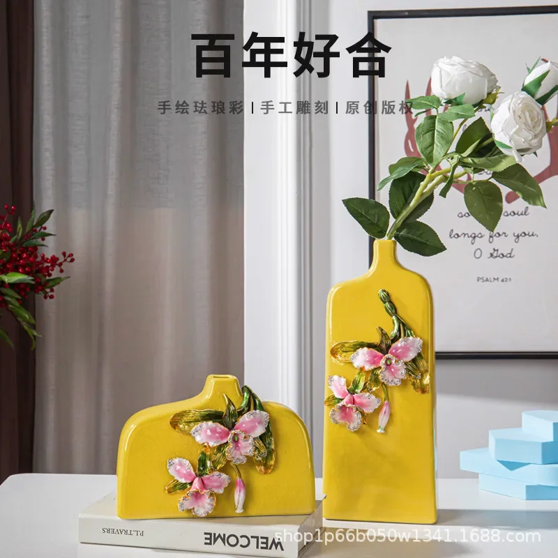 Enamel color  vase wholesale living room sprinkler cabinet TV cabinet opened housewarming i light luxury decoration home