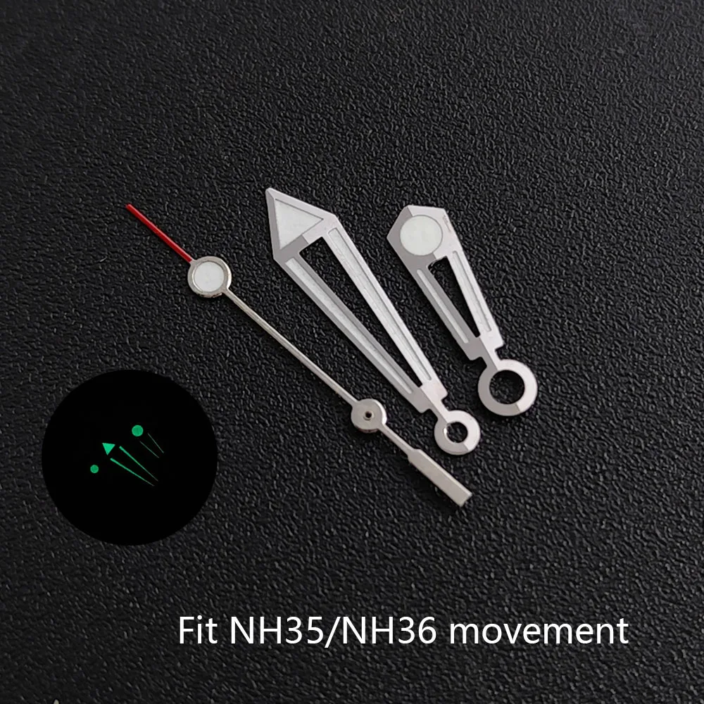 High quality 9.4*13*17mm SeaMaster 007 Watch Hands Luminous Hands Fit NH35 NH36 ETA 2836 2824 Miyota 8205 8215 Movement view 2