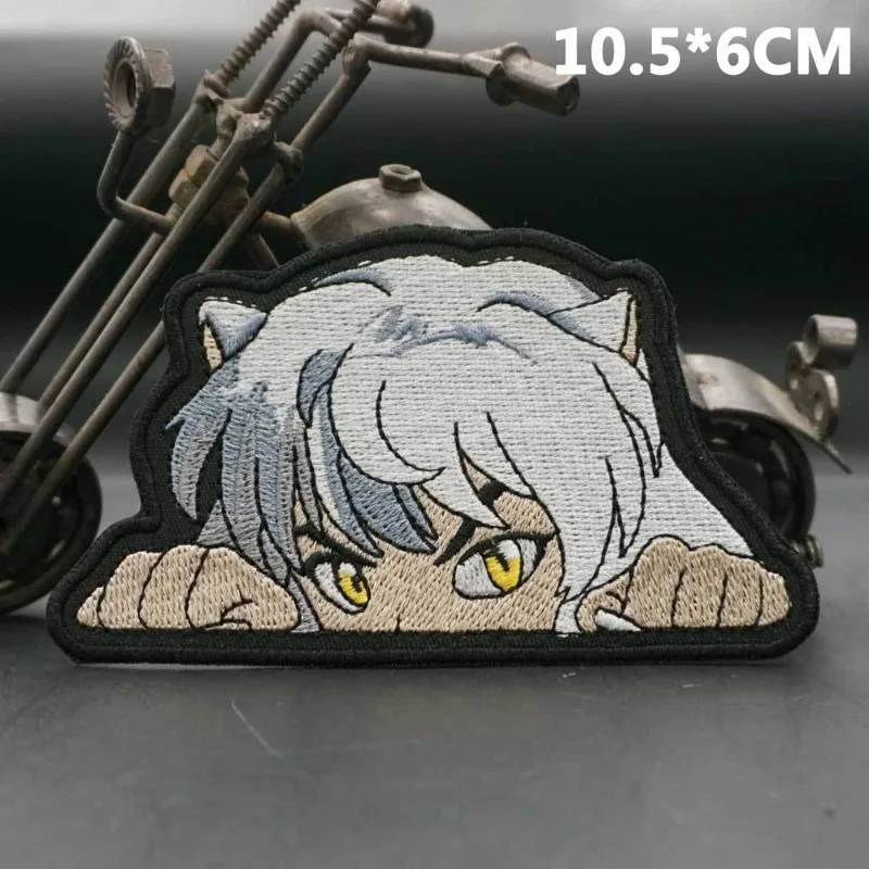 إينوياشا القماش ملصق الإبداعية عالية القيمة أنيمي التطريز الفيلكرو الملابس السراويل التصحيح زوجين حقيبة مدرسية شارة الديكور