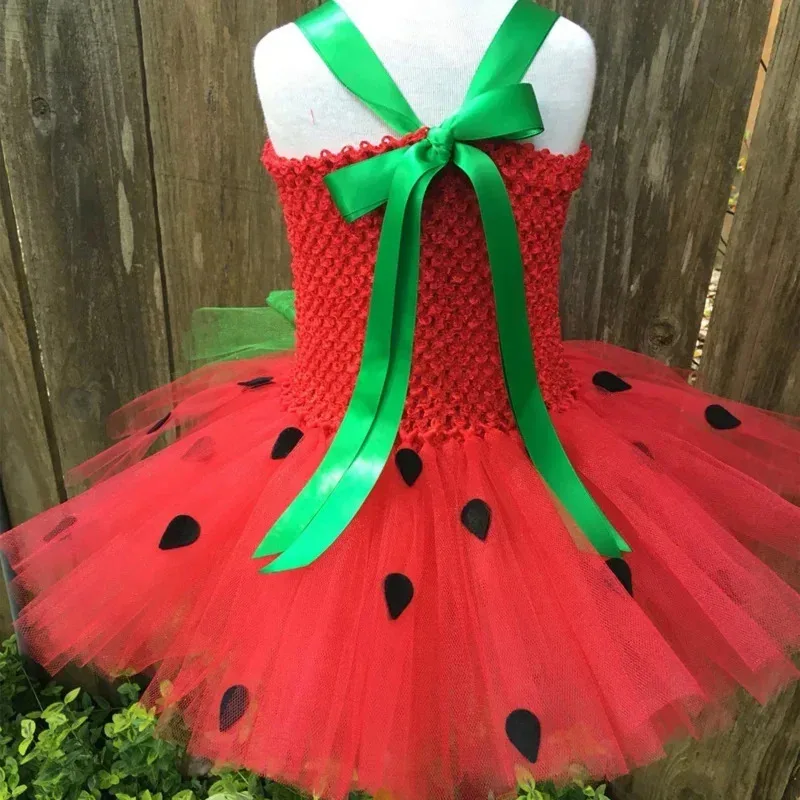 AA wat 아기 여자아이 딸기 코스튬 유아 생일 파티 튜튜 드레스 할로윈 의상 유아 여아 과일 옷 New2025 신상품