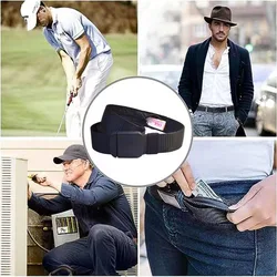 Cinturón antirrobo de viaje con hebilla automática para hombre y mujer, bolsa de cintura portátil oculta con correa para dinero, cartera secreta de 120cm