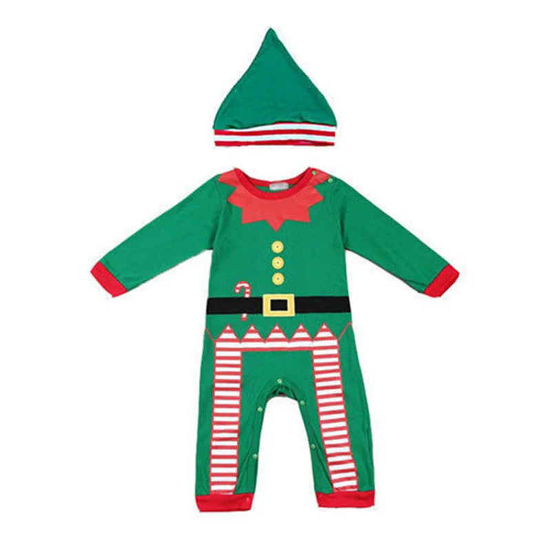 Christmas Baby Hoodie Newborn Cute Cartoon Crawling Clothes Autumn Winter New Boys Girls Round Neck Long Sleeve Bodysuit 7M-3Y