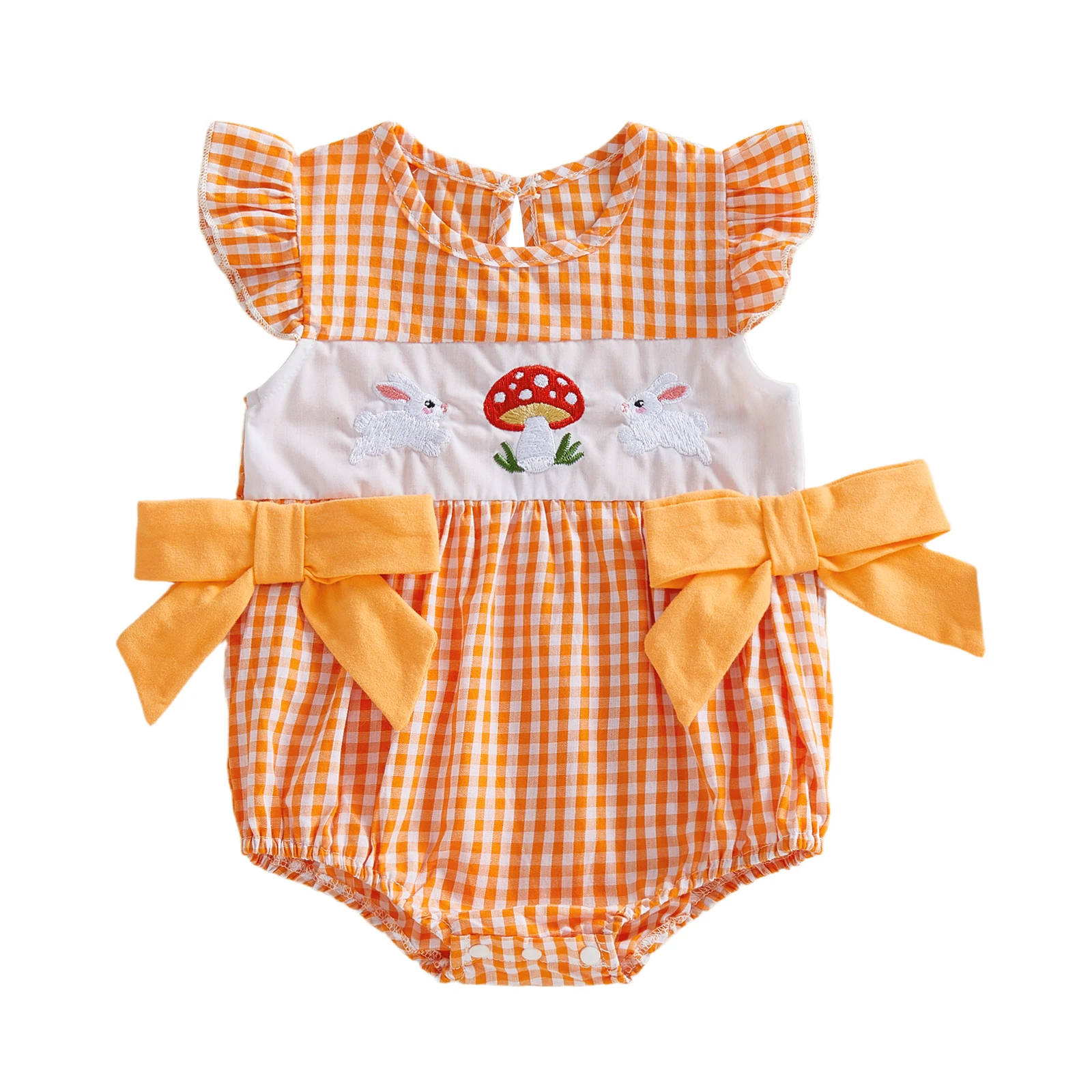 

Очаровательный комбинезон с цветочным принтом и рюшами на рукавах для маленьких девочек, комбинезон с капюшоном и ушками кролика и бантом