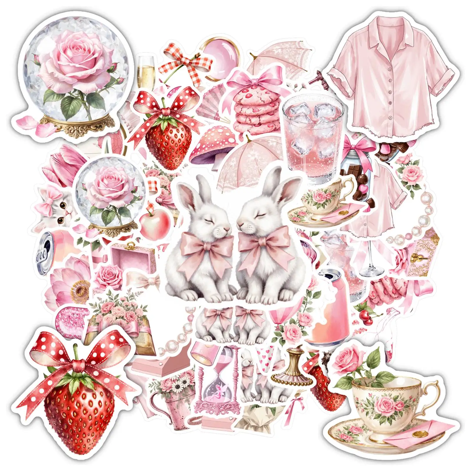 

35 шт., мягкие романтические пастельные наклейки, пастельные милые предметы, наклейки «сделай сам», наклейки для ноутбука, багажа, чашки мобильного телефона