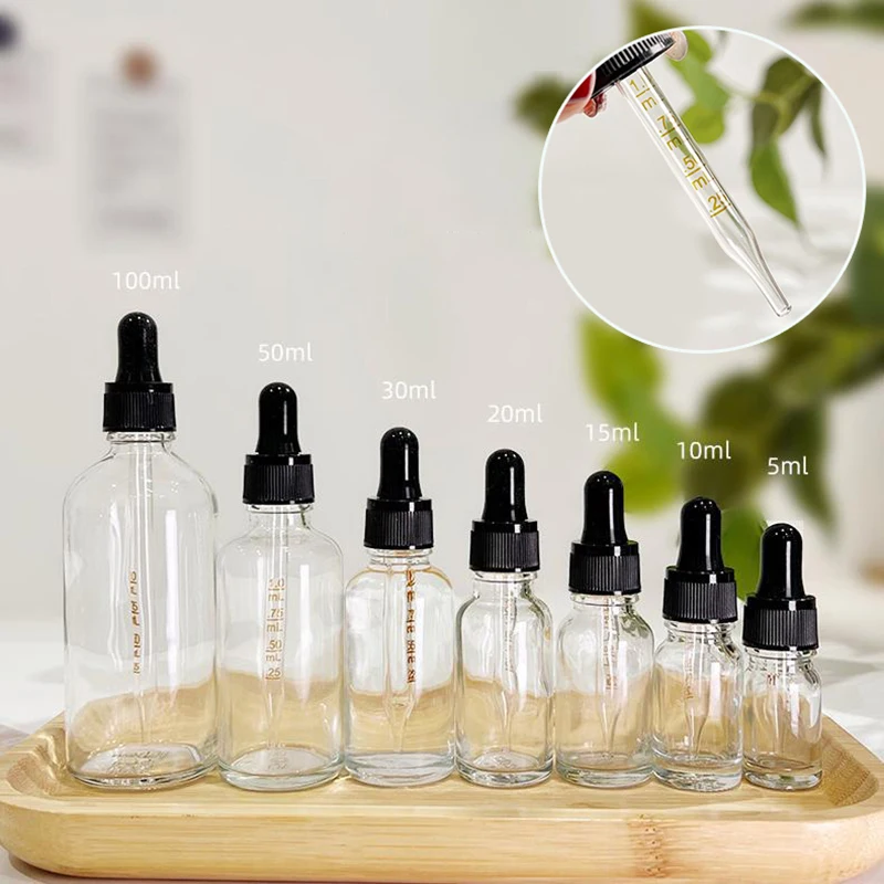 Dropper Bottles With Scale Reagent Eye Drop Transparent Glass Aromatherapy Liquid Pipette Bottle Refillable Bottles Travel