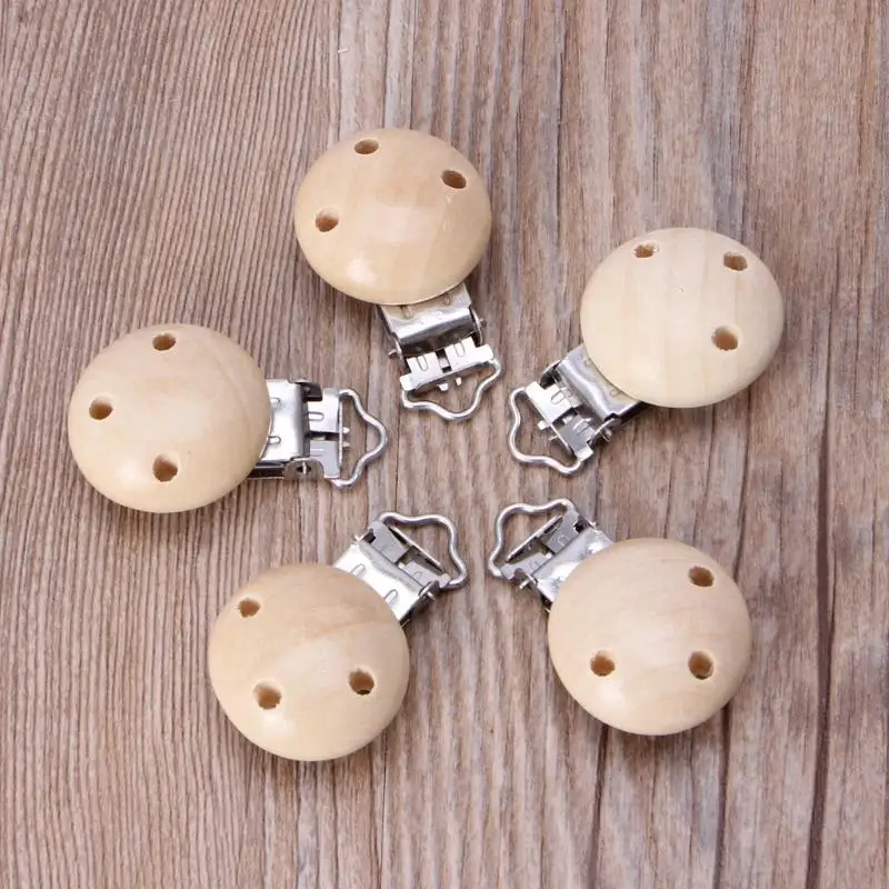 Rounded Circles Lovely Wooden Pacifier Chain Natural Beech Baby Pacifier Clips DIY Clips Accessory