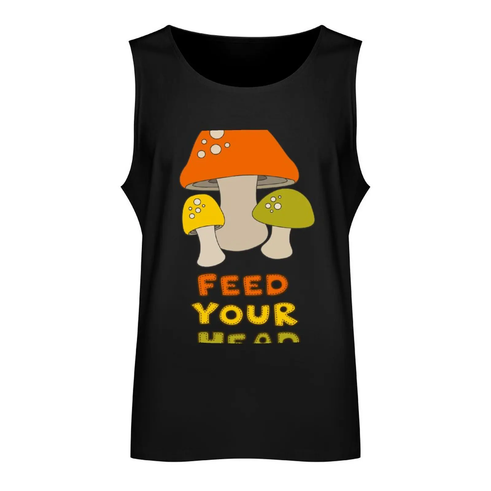 Feed Your Head with retro mushrooms Tank Top fitness clothing for men Men's tops gym clothing men singlets for men