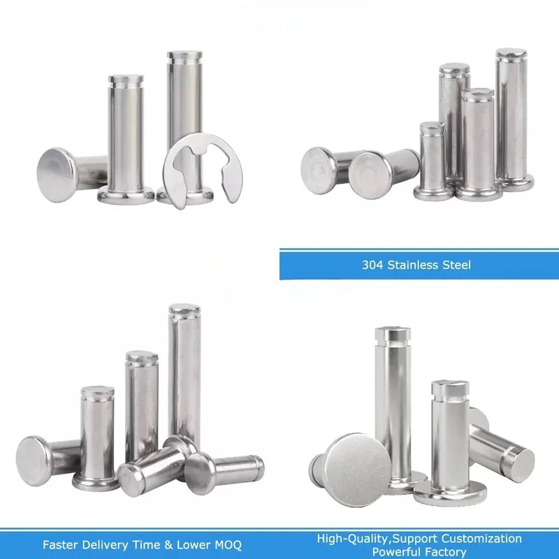 for M3 M4 M5 M6 M8 M10 M12 A2 Stainless Steel Flat Head Bearing Cylindrical Positioning Shaft Roller Pin with Spring