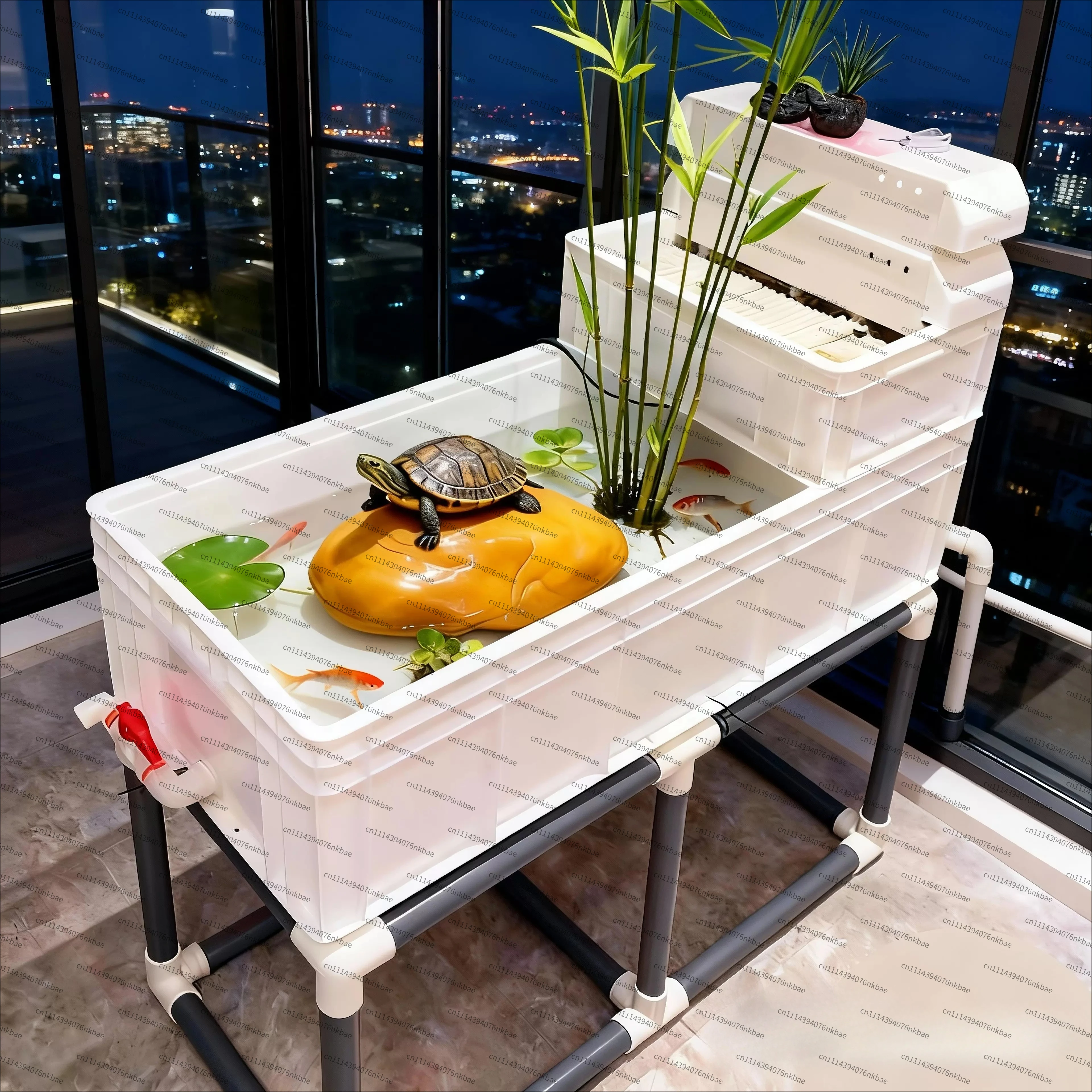 90cm Large Ecological Turtle Tank Villa, Thickened No Tendon‑Pulling Turtle Pond with Filter, Big White Tortoise Breeding Box