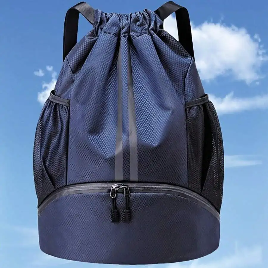 

Drawstring Backpack Gym Bag With Shoe Compartment Water Resistant Cinch Pack For Sports Swim Beach