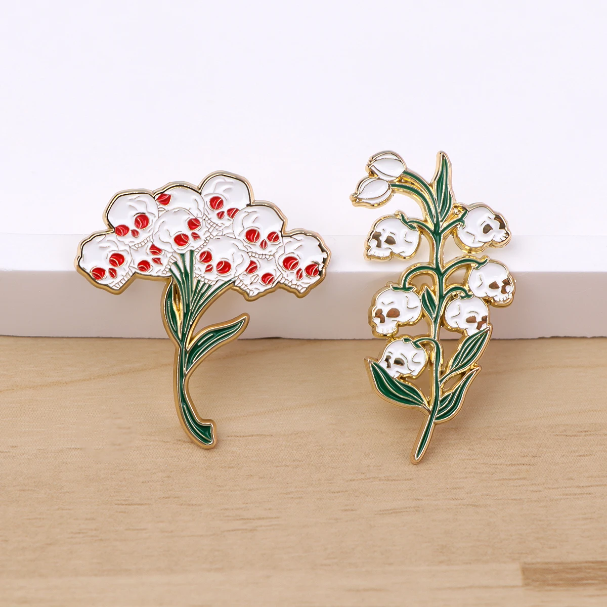 Punk Flower Enamel Pin Badges on Backpack Brooches for Women Men Lapel Pins Halloween Jewelry Cosplay Accessories  Gift