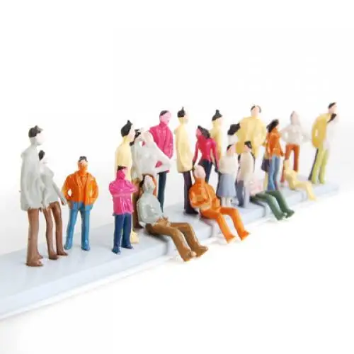 100 szt. Miniaturowe figurki ludzi w skali 0 do modeli kolejowych N, dioramy, krajobrazów DIY