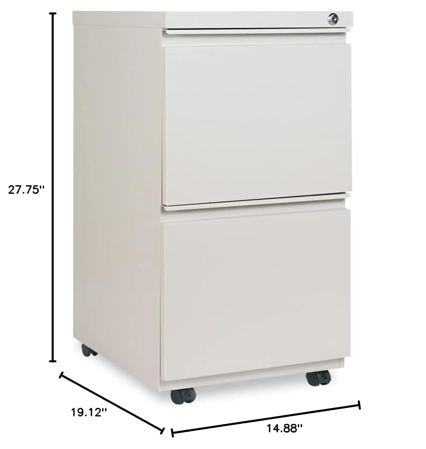 Two-Drawer Metal Pedestal File Full-Length Pull 14.875x19.125 Inch Office Storage, Customized