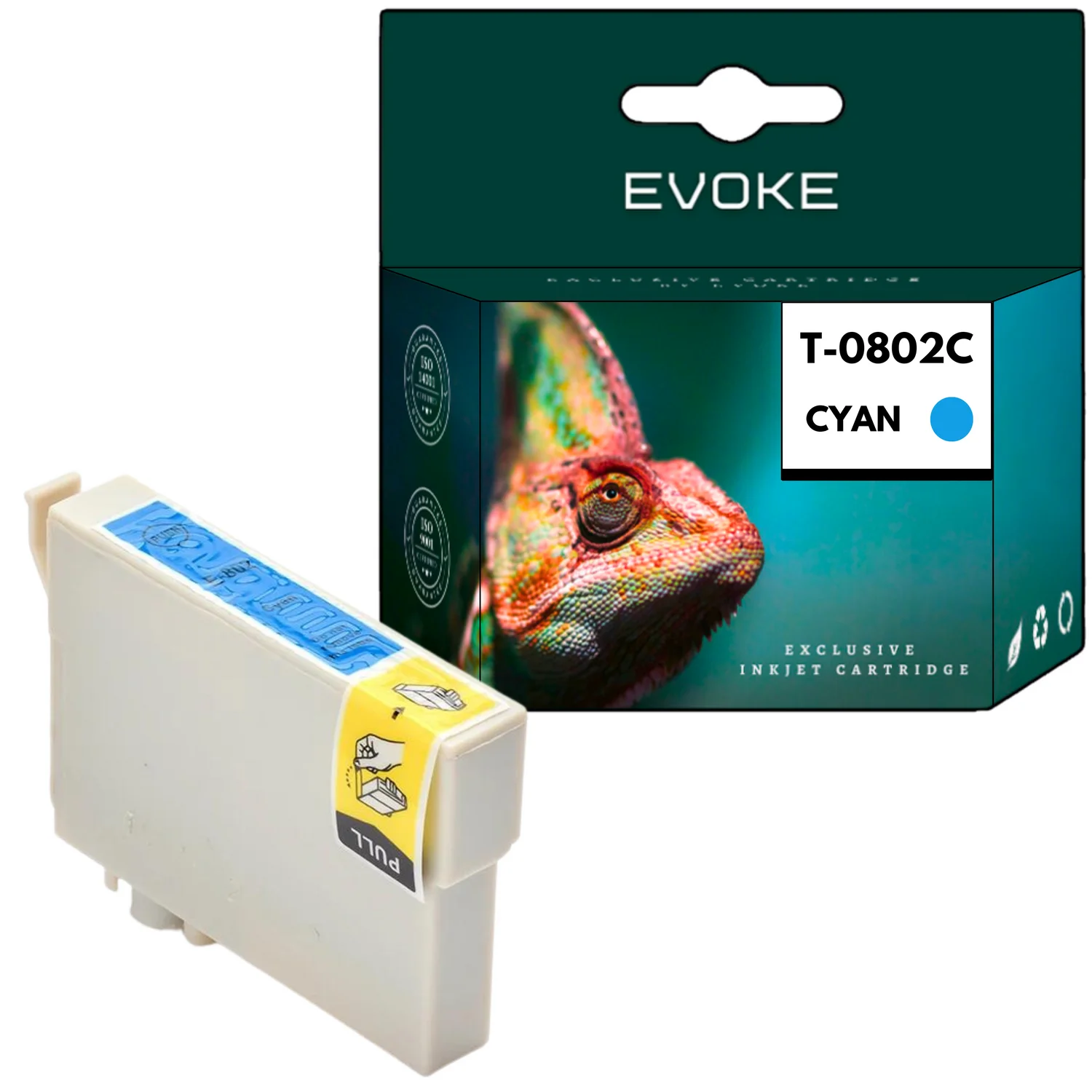 Evoke compatibele inkt voor Epson C13T08024010 T0802 cyaan 14 ml 470 Stron Stylus Photo P50 Px650 660 700W 710W 720Wd 730Wd 800Fw 810Fw 820Fwd 830Fwd; R265 285 360; Rx560 585 685