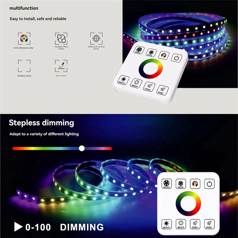 

RALCA-LED Strip Light Controller With 8 Key Touch Panel RF Wireless Controller Reflux Pixel Control For Horse Race Tape Lamps