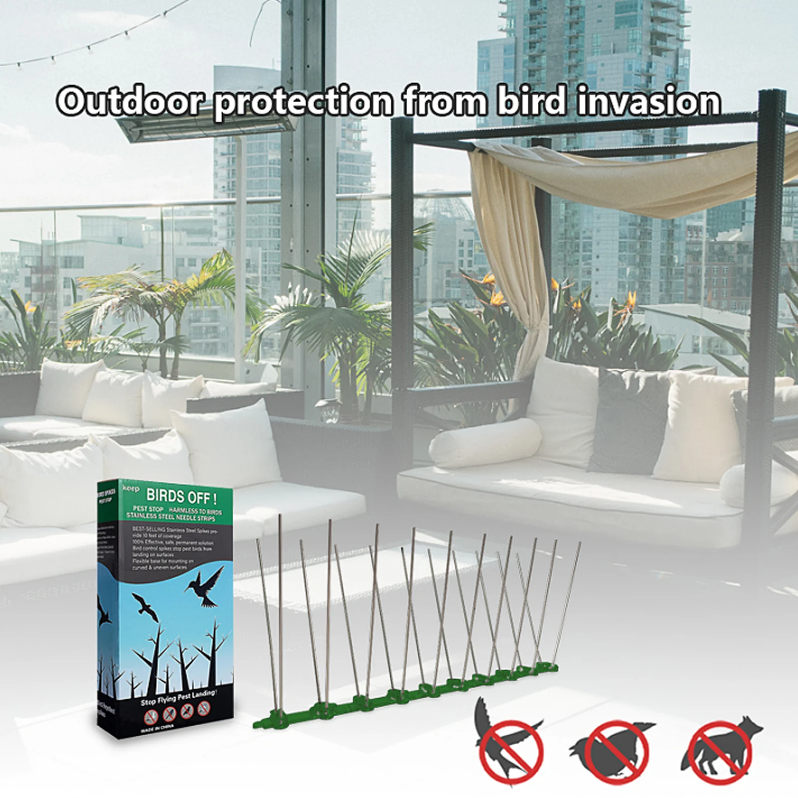 Anti Bird 12pcs Cat Bird Repelling Thorn Security Fence Climb Strips For Roof Pigeon Deterrents Animals Expeller Devices For