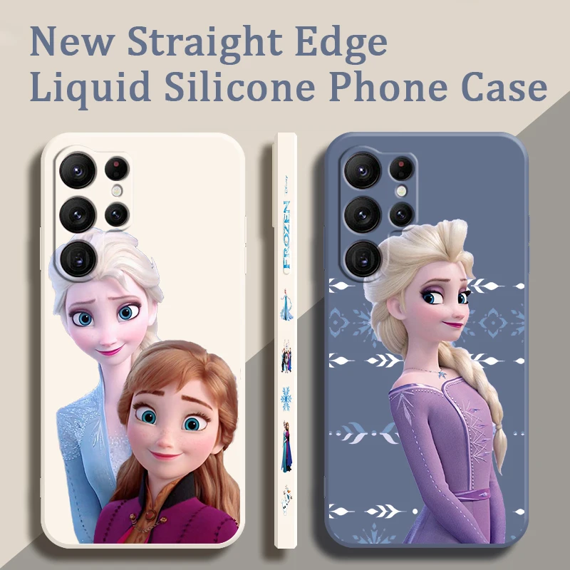 

Disney Frozen Princess Liquid Left Rope For Samsung Galaxy S24 S23 S22 S21 S20 FE S10 Ultra Plus Lite 5G Cover Cover Phone Case