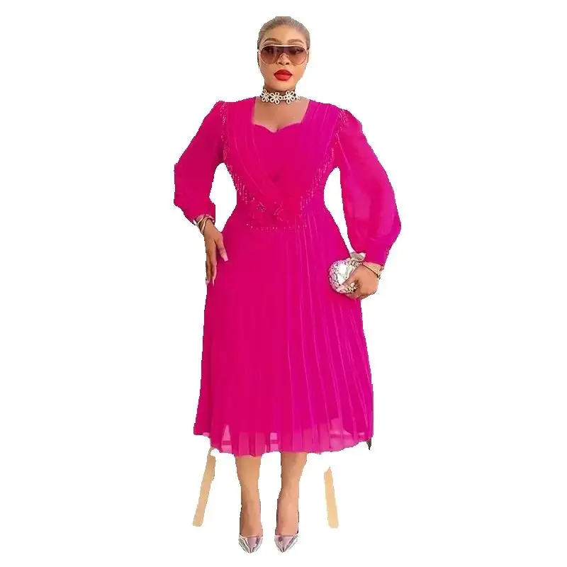 

Elegant African Dashiki Midi Dress for Women Traditional Summer Autumn Clothing Fairy Dreams Ladies African Dresses