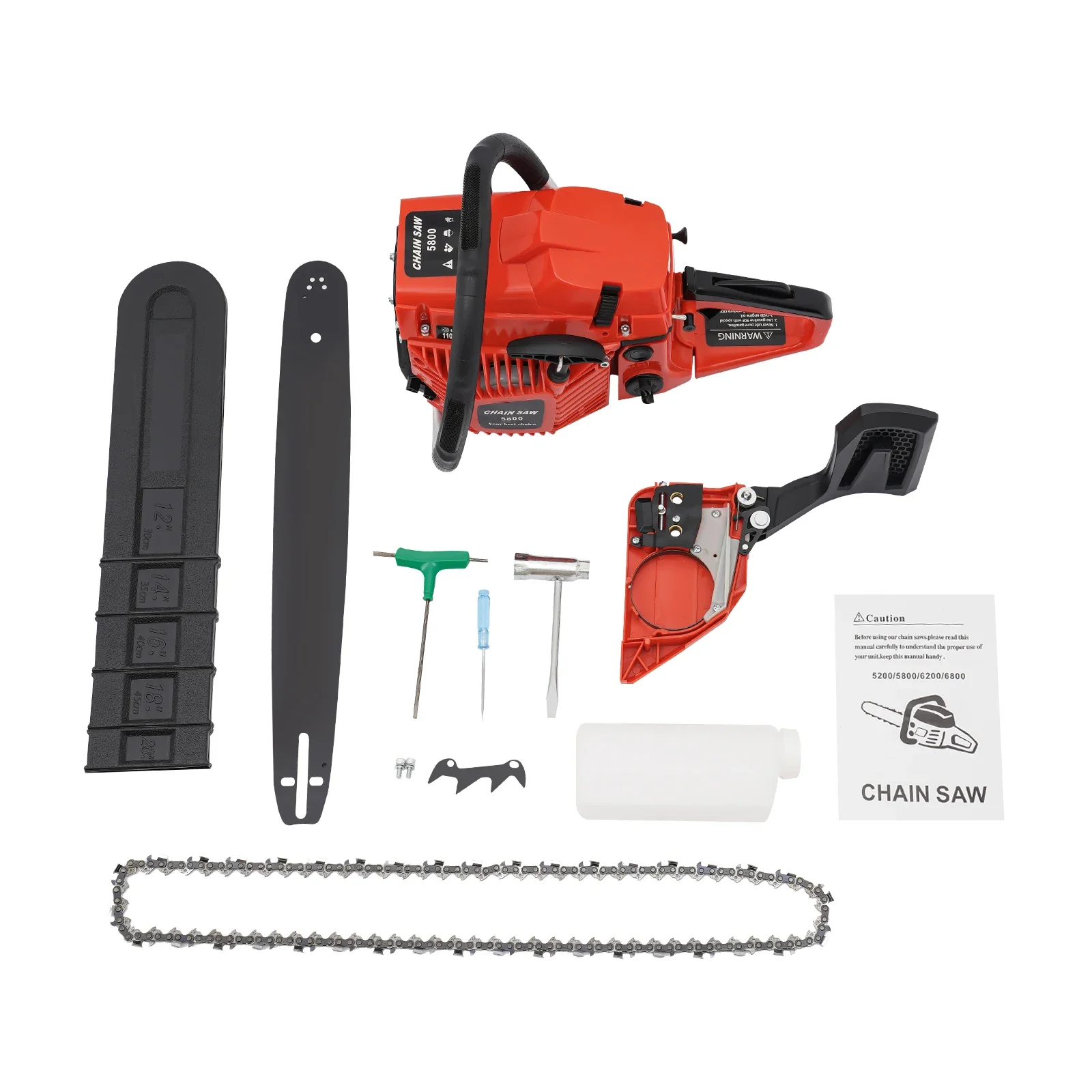 

20-дюймовые газовые бензопилы, 2-тактные бензопилы, бензиновая цепная пила высотой 58CC, одноцилиндровая, с воздушным охлаждением, ручной запуск