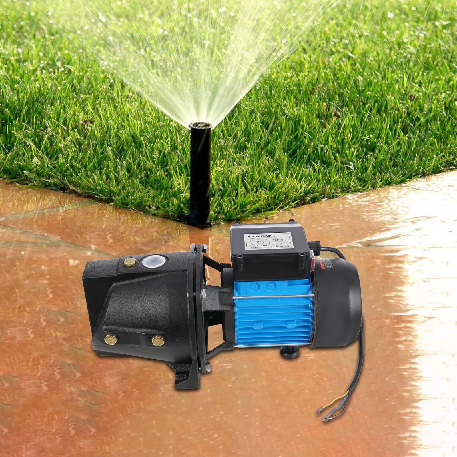 

Водяной насос 1.2 кВт 1.6 л.с. с двигателем из чистой меди, 4 м³/ч/1056.68 галлонов в час, для ирригации, полива, подачи воды