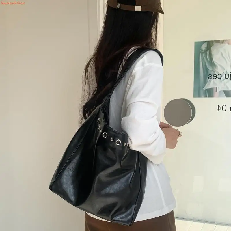 

Q5WE Faux Leather Toted Bag Women's Hobos Handbags Retro Shoulder Bag Purses for Work Office Travel Top Handle Satchels