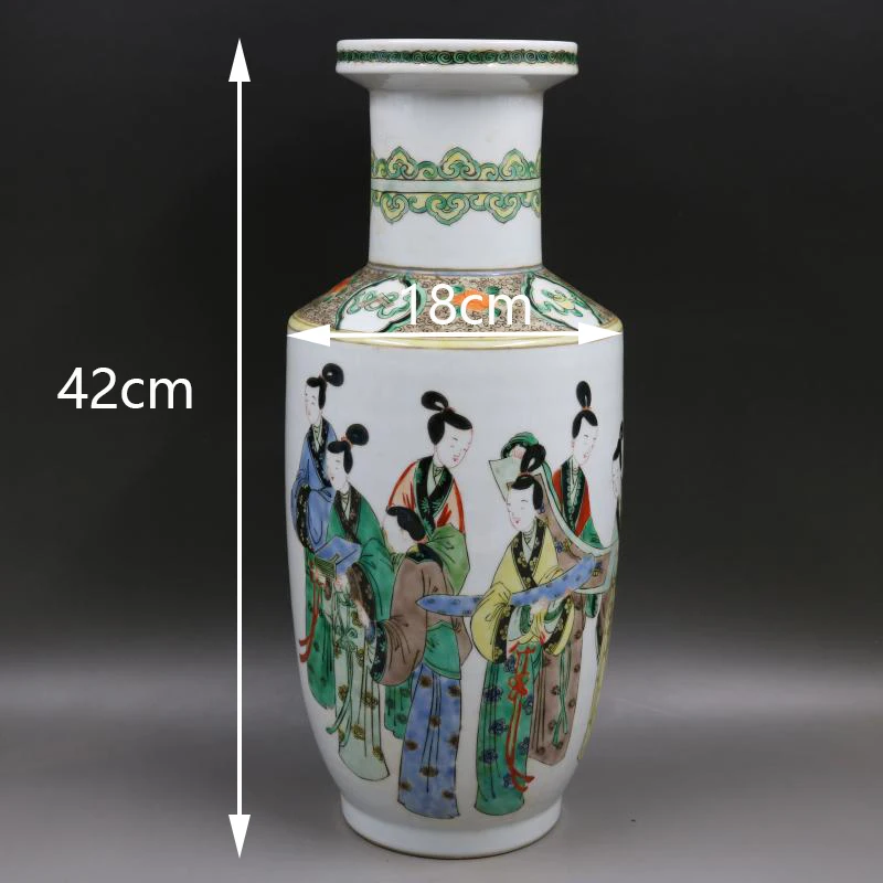 White Chinese Antique Vase Beauty Women Ceramic Vases For Flowers Large Column Porcelain Vase Ancient China Figure Painting