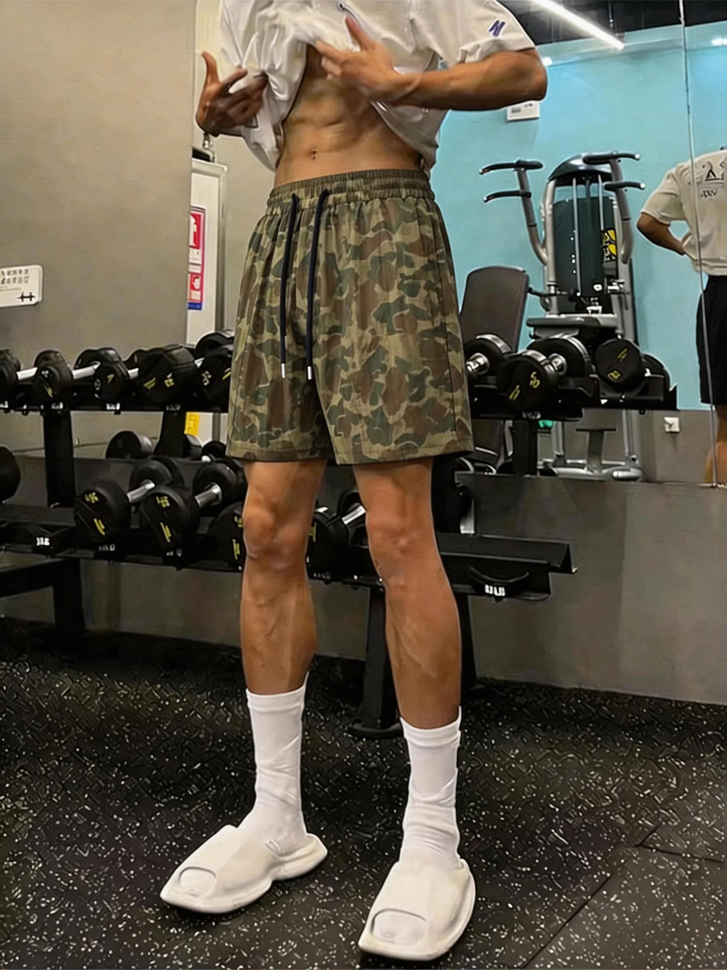 American Retro Camouflage Paratrooper Shorts Men's Summer Thin Ice Silk Fitness Sports Pants Quick Dry Training Five-Quarter ...