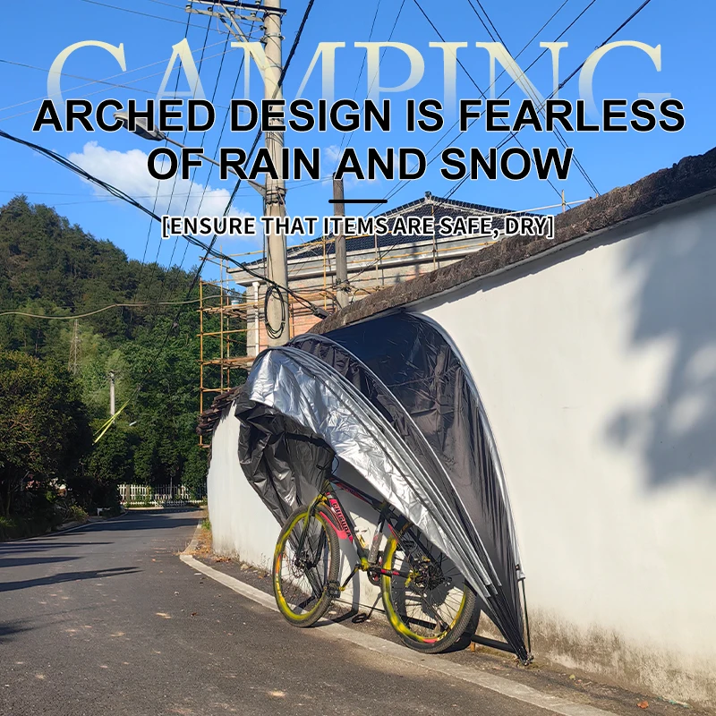 Hanging on Wall 3 Bicycles Bike Tent or 2 Motorcycle Storage tent,Fence tent, Portable Outdoor Garage, Silver Coating Fabric