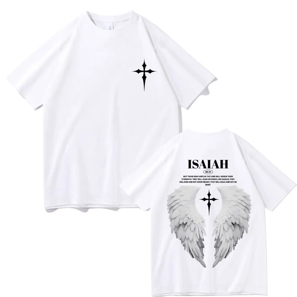 Christian Jesus Angel Wings Graphic T Shirts Men Women Hip Hop Fashion Vintage Short Sleeve Tshirt Man Oversized Cotton T-shirts