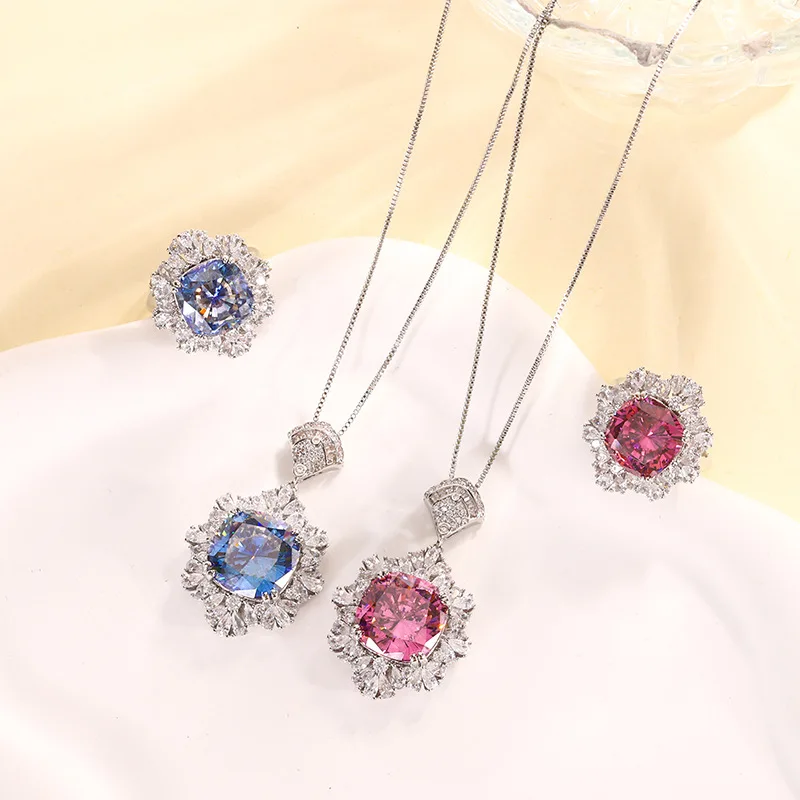 

Jewelry Bird's Nest Cut Colored Gems Color Crystal Stylish Pendant Suit 14*14-12*12