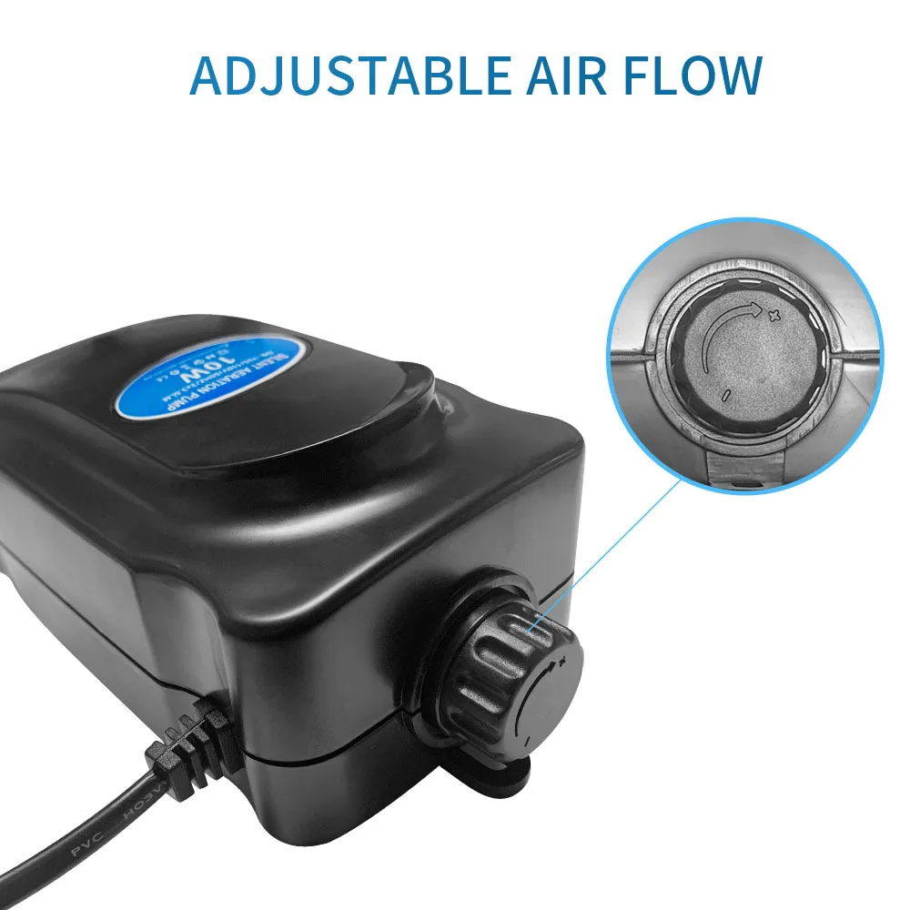 Silent Aquarium Oxygen Air Pump, Fish Tank, Adjustable Volume, High Power Oxygenator, Air Compressor, Aerator, 220V, 12W