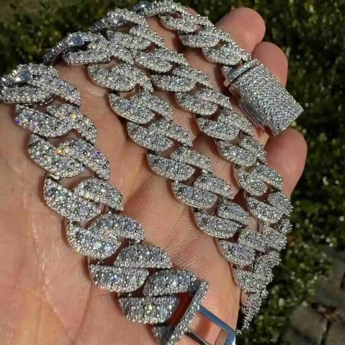 

18mm Miami Cuban Link Chain Necklace 925 Silver Plated Mens Hip Hop Rock Fashion Moissanite Diamond customize Jewelry from India