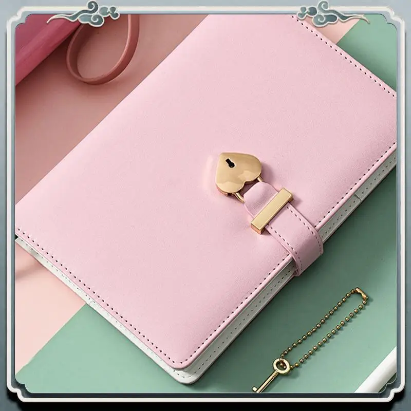 

Notepad Thickened Heart-Shaped Lock Cute Girl Love Lock Diary Girl Birthday Gift (Pink,1 Set)
