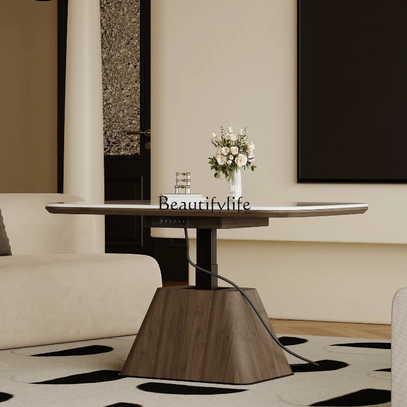 Italian Minimalist Microlite Intelligent Electric Lifting Tea Table Floor-Type High-End Tea Table