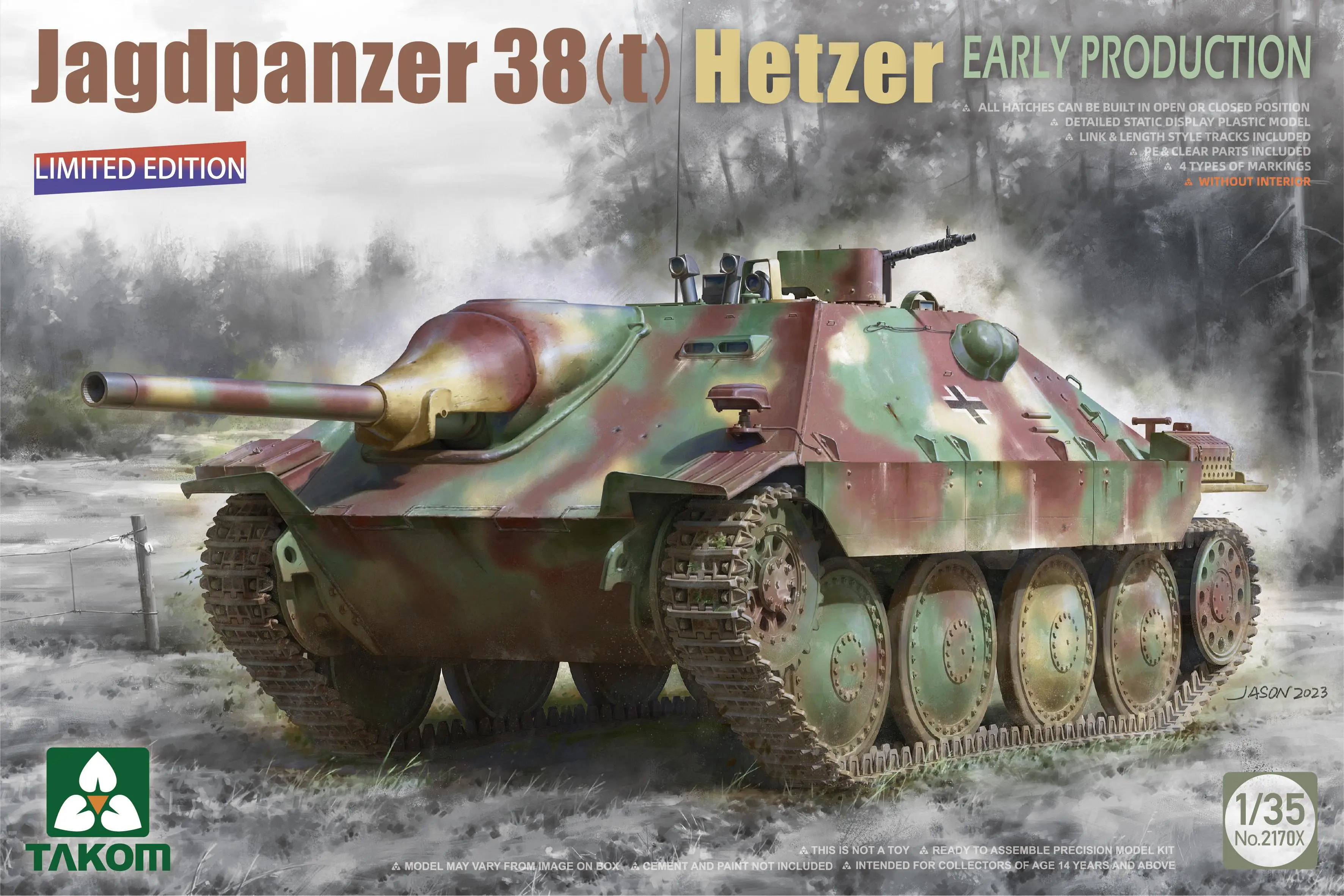 TAKOM 2170X 1/35 Jagdpanzer 38(t) Hetzer Раннее Производство без внутренней ограниченной серии