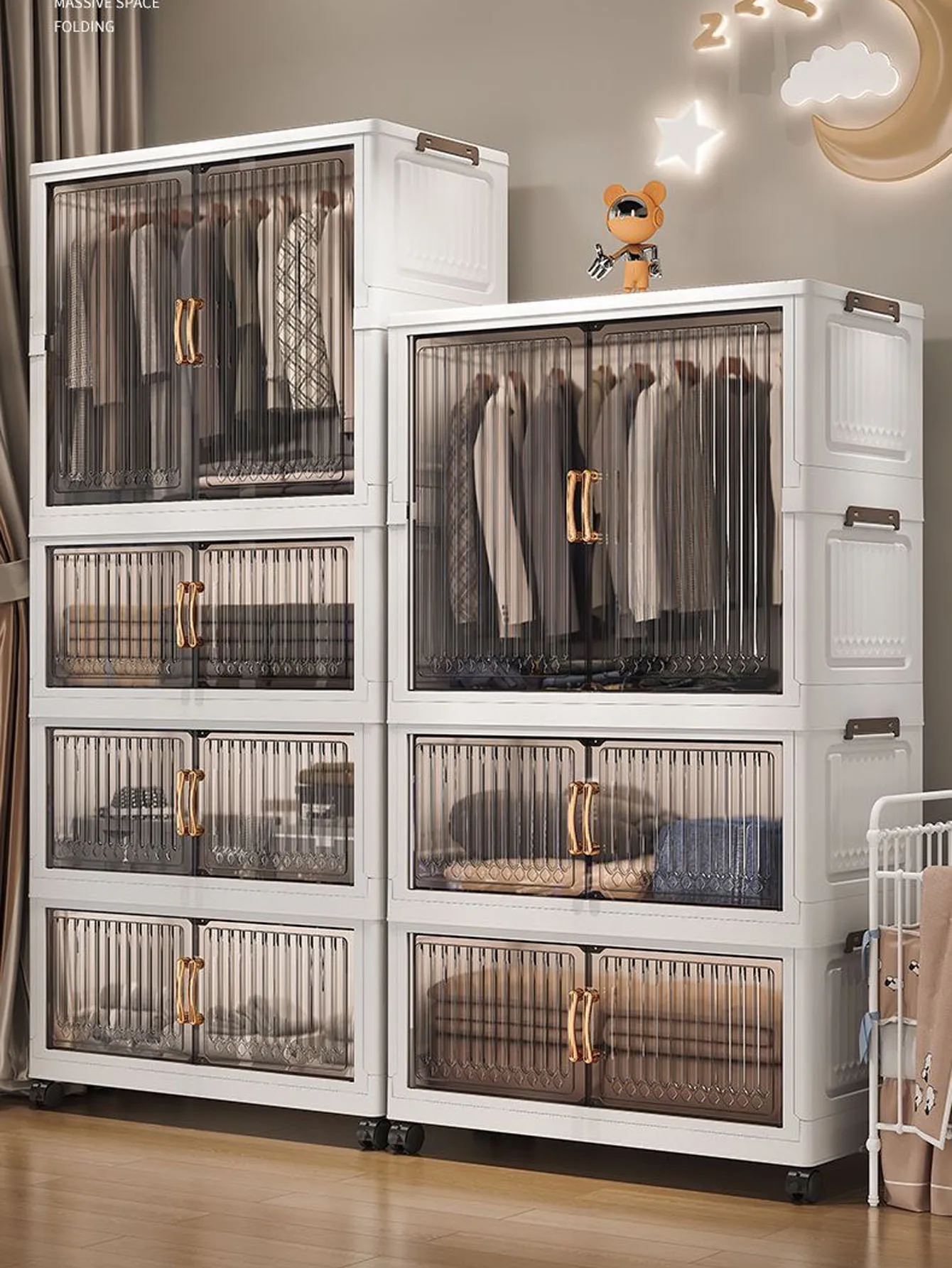 Aufbewahrungsschrank, zusammenklappbare Aufbewahrungsbox, Zuhause, Wohnzimmer, Spielzeugschrank, Aufbewahrungsregal, Snackschrank, montagefrei, Küchenschrank, zusammenklappbarer Aufbewahrungsschrank,