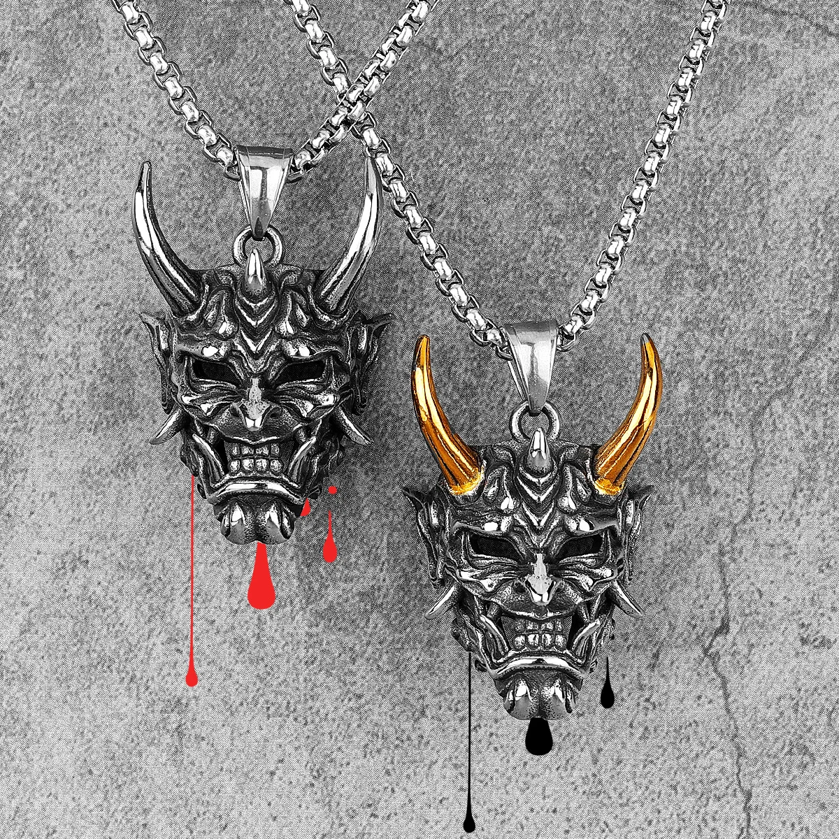 Hannya Demon Mask Acciaio al Titanio Uomo Collane Pendenti Catena Punk per Gioielli Fidanzato Regalo di creatività per Feste Hip Hop