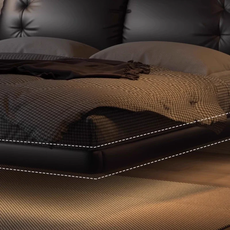 cama de apartamento flutuante Confortável nórdico   Design minimalista da cama do quarto principal da moda   móveis de quarto cama de casal