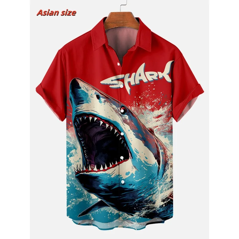 Cool Shark Tentacles Pattern Hawaiian Shirt For Men Marine Animals 3D Printed Short Sleeves Casual Lapel Aloha Shirts Blouses