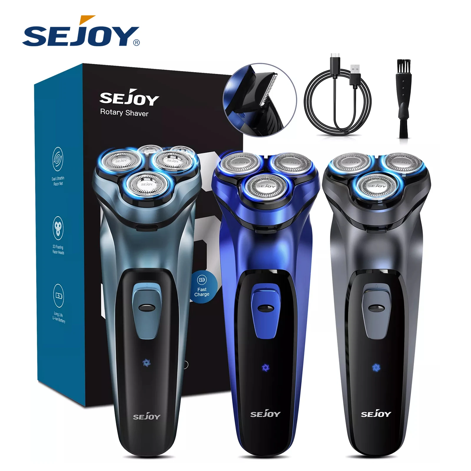 Sejoy Electric Razor for Men Electric Shavers Rotary Portable Travel Razor  Rechargeable Idea Gift Beard Trimmer