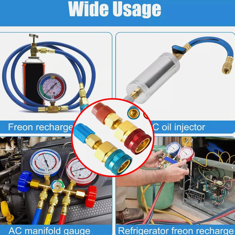 عالية/منخفضة الجانب مقرنات سريعة محول R1234YF إلى R134A طقم محوّل مقرنات سريعة الجانب تحويل سيارة المبردات شحن خرطوم