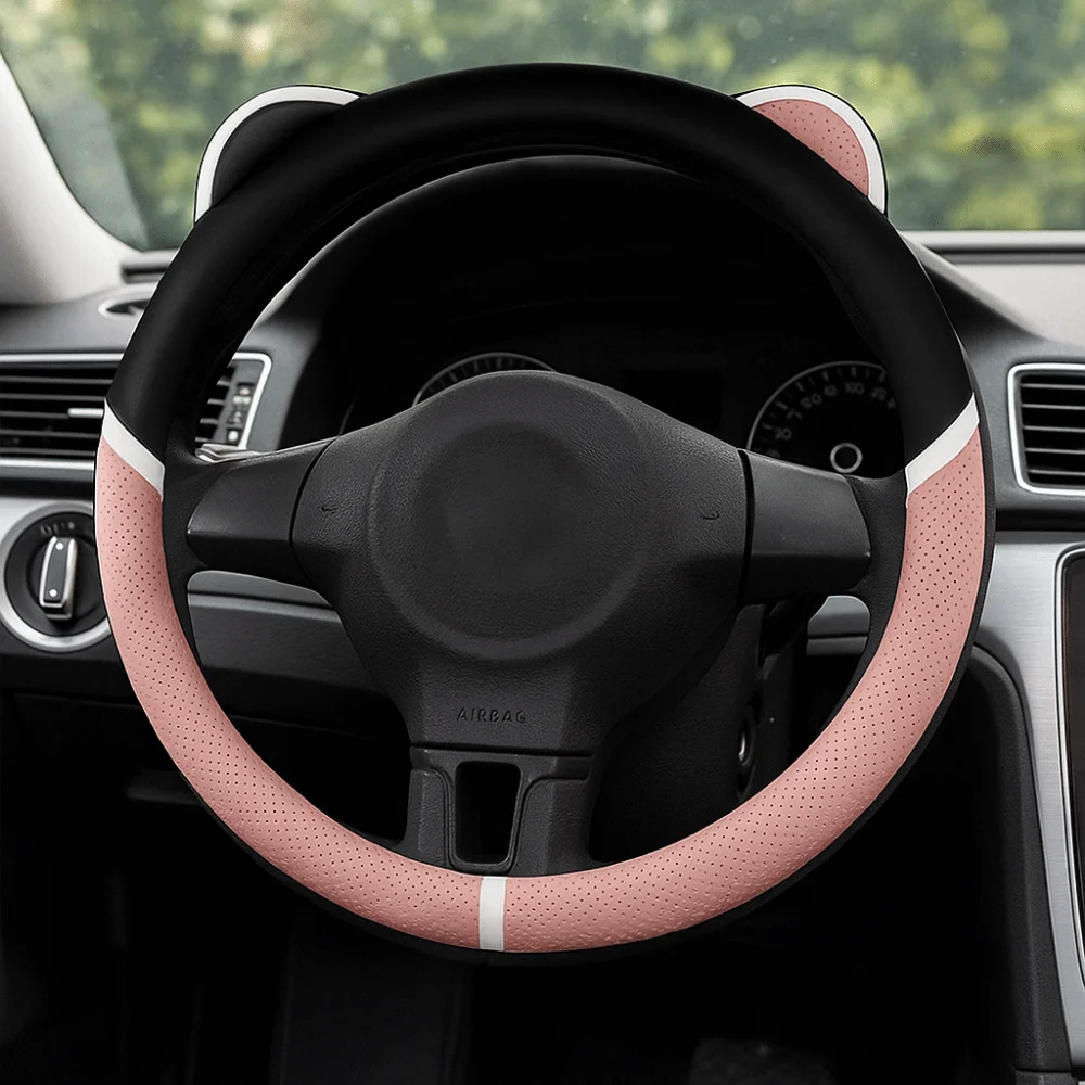 

Милый дышащий чехол на руль автомобиля, впитывающий пот, чехол на ручку в корейском стиле, 38 см, противоскользящий рукав на руль, всесезонный