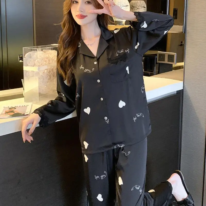 

Women's Clothing Pajamas Four Seasons Thin Version New Product Long Sleeves Pants At Home Outdoors Comfortable Fashion Exquisite
