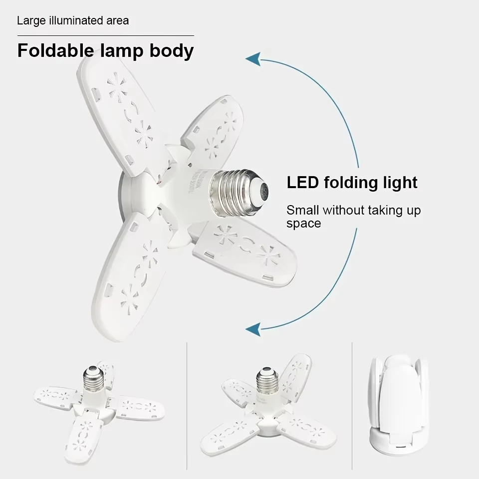 E27 ventilador dobrável 28w sensor de movimento lâmpada led AC85-265V deformação para casa luzes teto armazém garagem lâmpadas brilho