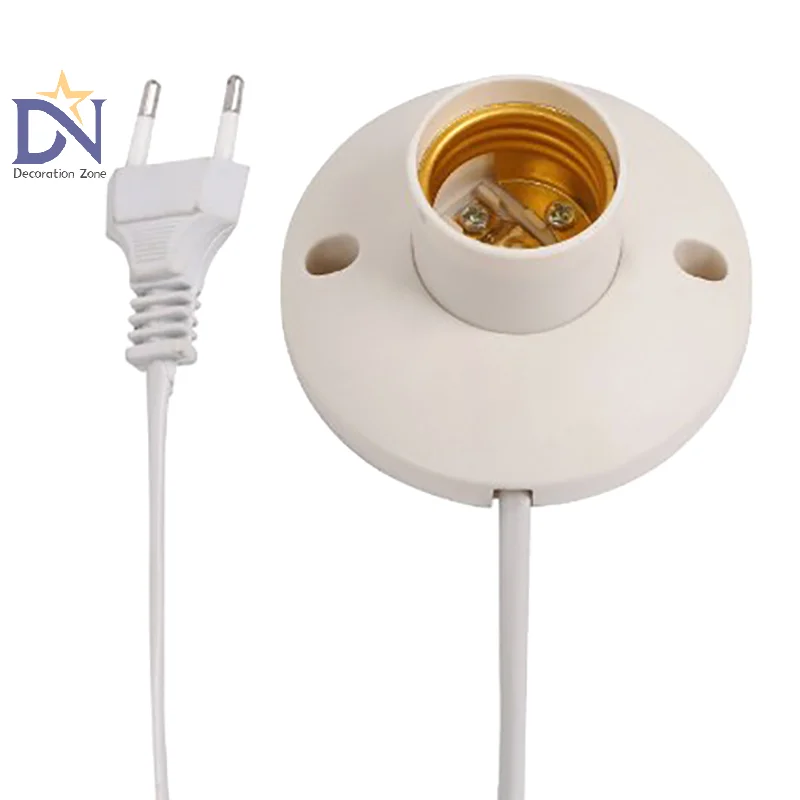 EU LED Stand Lamp Holder E27 Bulb Plug Dome Socket With Cable Base For Table Light Night Stands Lampholder Accessories