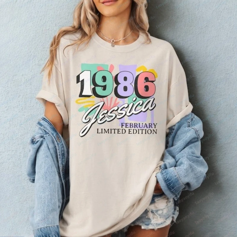 Custom 40th Birthday Shirt Personalized Year Month Name Sweater Matching Party Favor Graphic T Shirts Oversized T Shirt Gothic