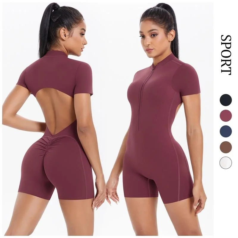 

Women's Yoga Jumpsuit Zip Back One-Piece Swimsuit Fashionable Summer Outfit Cross-Border No Brand Registered Trademark