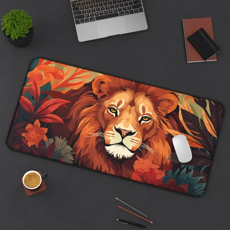 

Lion Style Pattern Table Mat, Jungle Leaf Tabletop Decoration, Non-Slip Waterproof Gaming Mouse Pad, Perfect Gift for Friends
