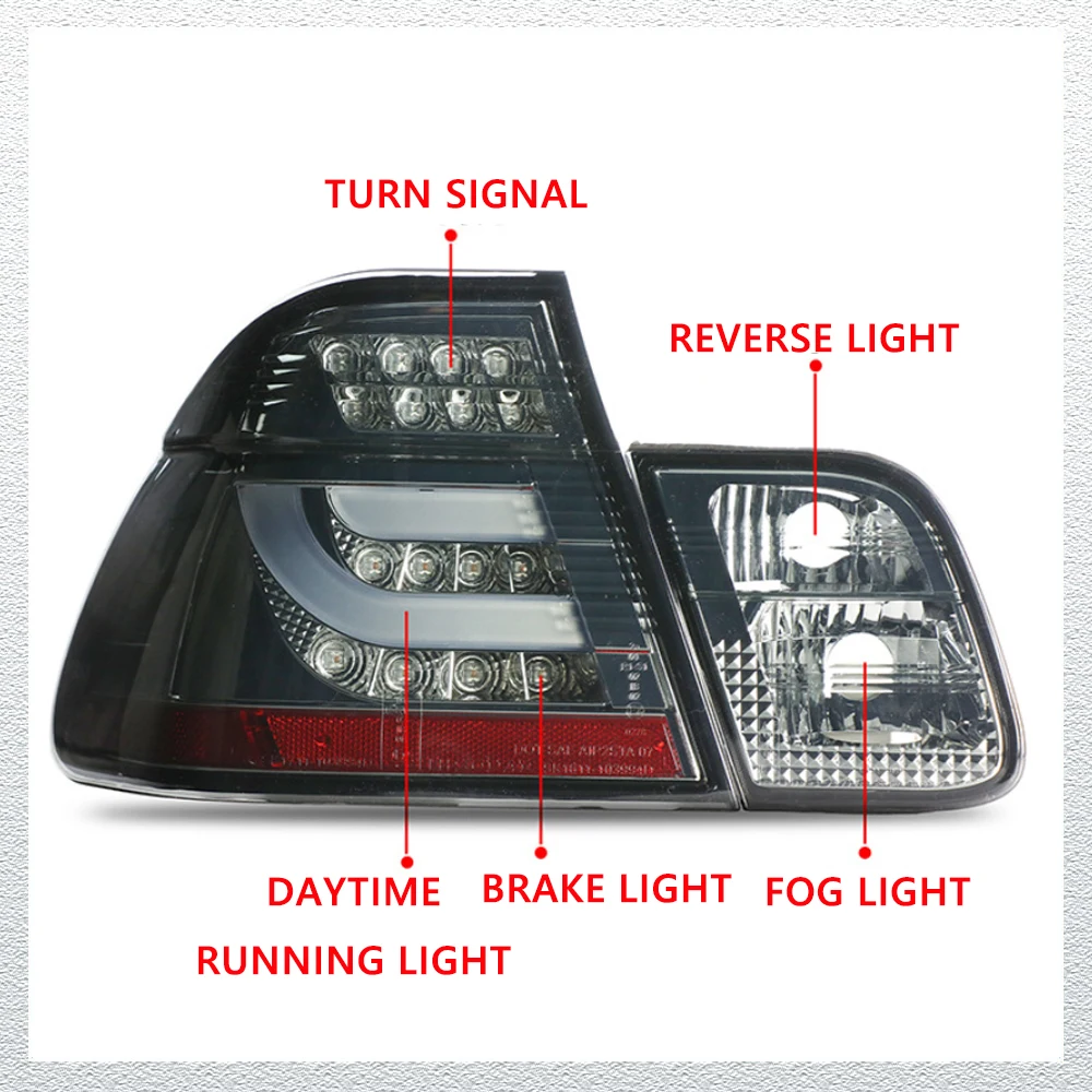 LED Tail Lights for BMW E46 4 doors 01-04 EMARK DOT style led DRL Car Taillights Assembly Signal Auto Accessories Modified Lamp