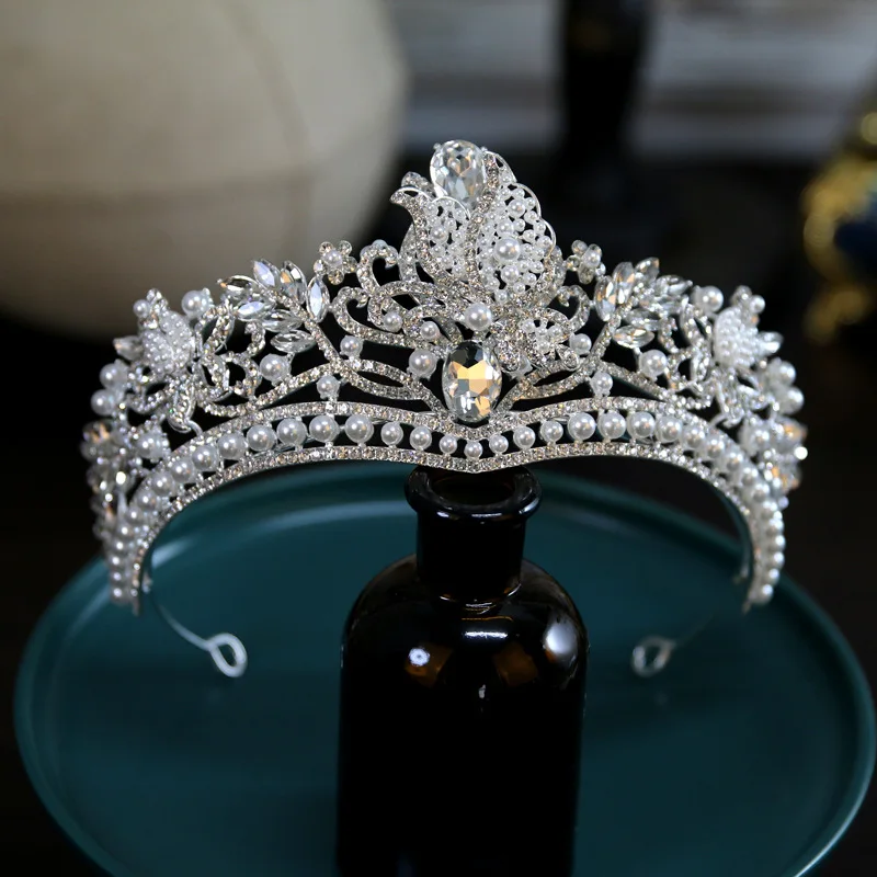 Handmade Crown New Hepburn Style Baroque Bridal Crown Headwear with Magnificent Birthday Crown European Wedding Dress Jewelry